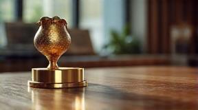 Prêmio de fotografia sobre mesa