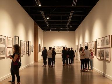 Montagem de exposição com público